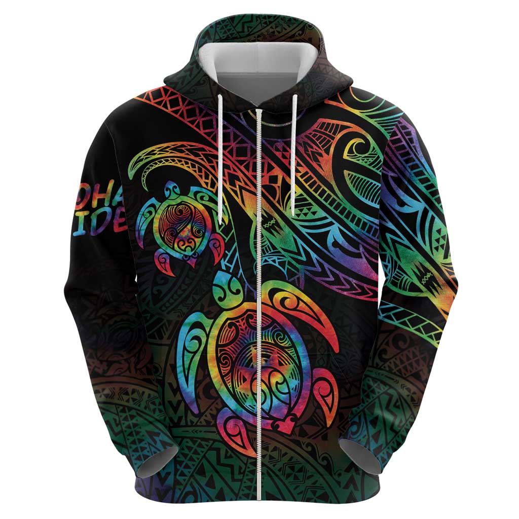 Hawaii Pride Zip Hoodie Rainbow Swirls