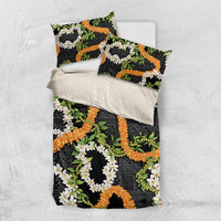 Aloha Festive Hawaii Bedding Set Mokihana - Maile and Ilima on Black - Polynesian Pride