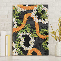 Aloha Festive Hawaii Canvas Wall Art Mokihana - Maile and Ilima on Black - Polynesian Pride