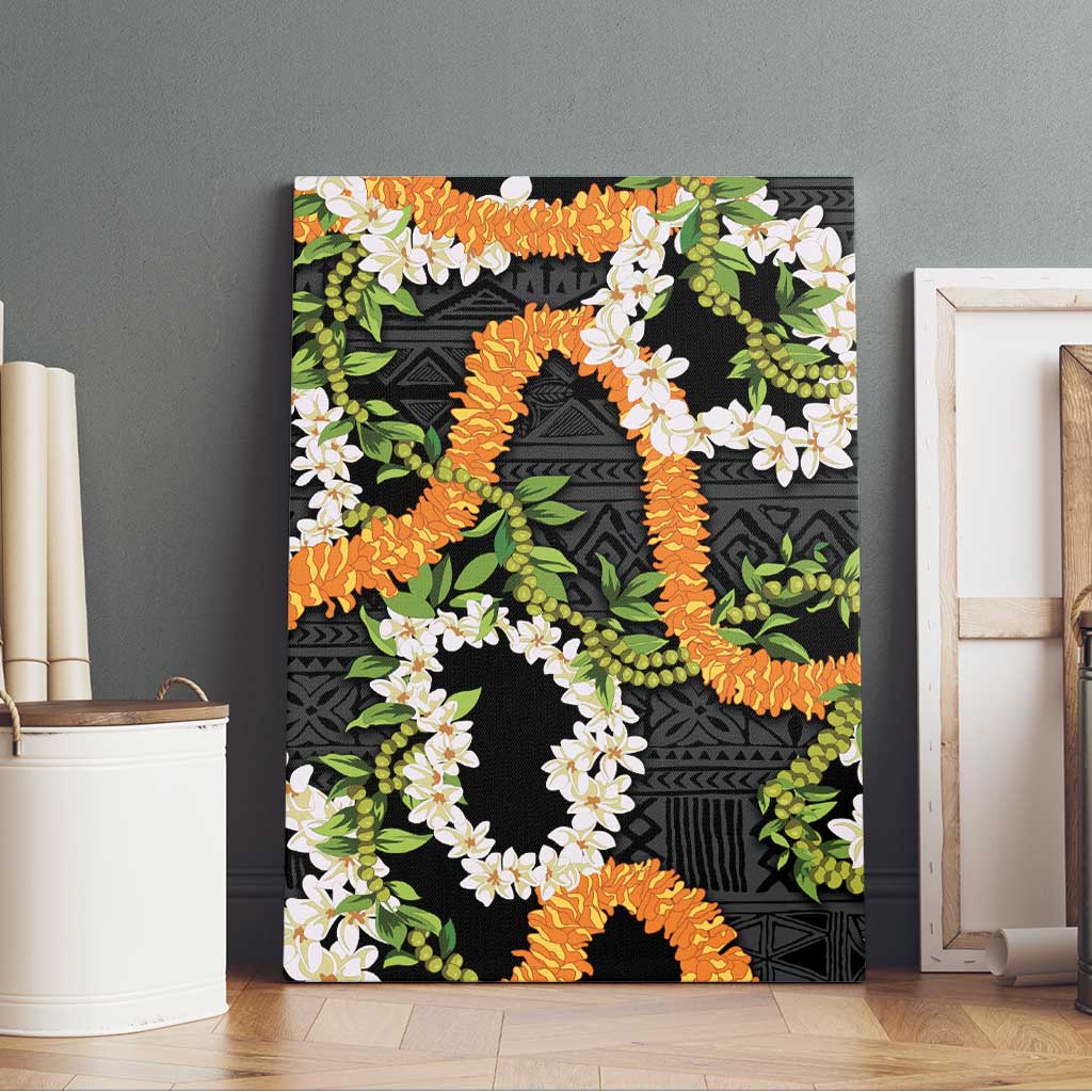 Aloha Festive Hawaii Canvas Wall Art Mokihana - Maile and Ilima on Black - Polynesian Pride