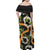Aloha Festive Hawaii Family Matching Off Shoulder Maxi Dress and Hawaiian Shirt Mokihana - Maile and Ilima on Black - Polynesian Pride