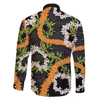 Aloha Festive Hawaii Family Matching Puletasi and Hawaiian Shirt Mokihana - Maile and Ilima on Black - Polynesian Pride