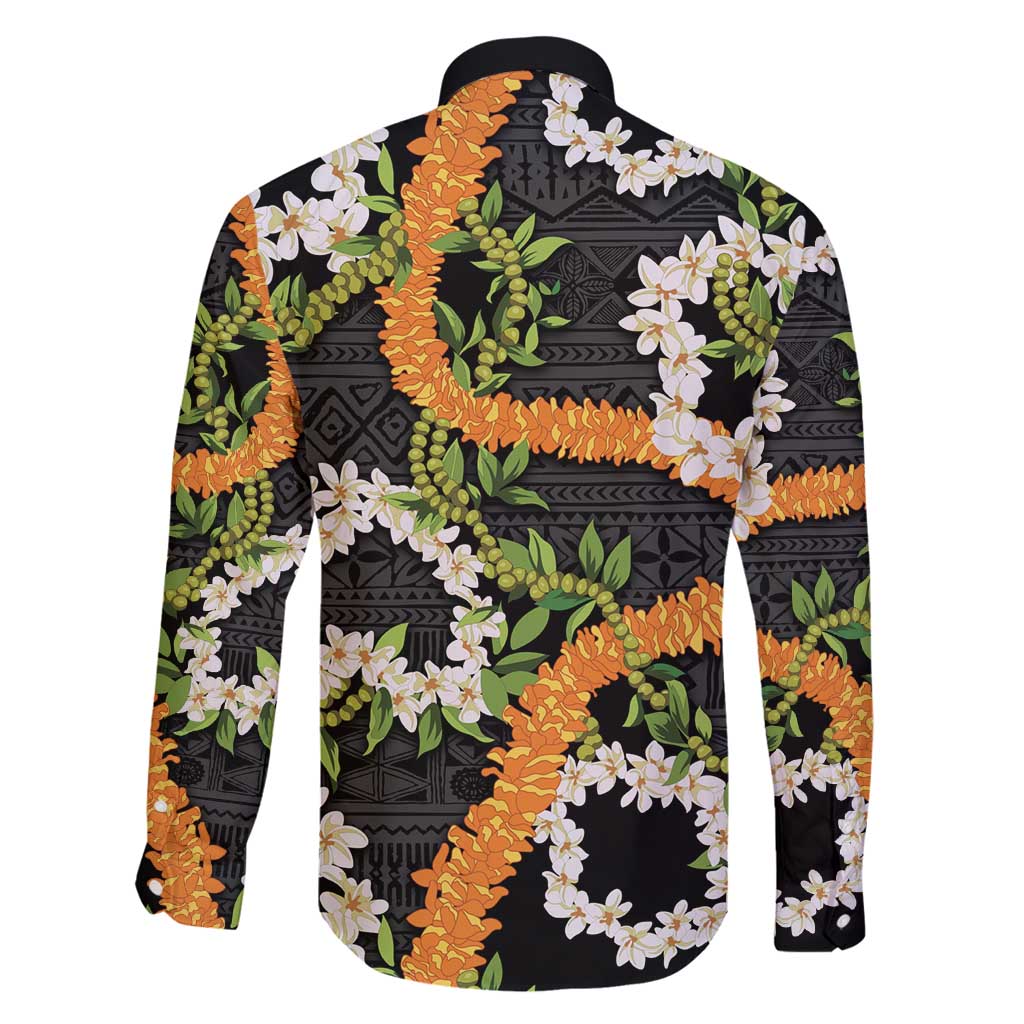 Aloha Festive Hawaii Family Matching Tank Maxi Dress and Hawaiian Shirt Mokihana - Maile and Ilima on Black - Polynesian Pride