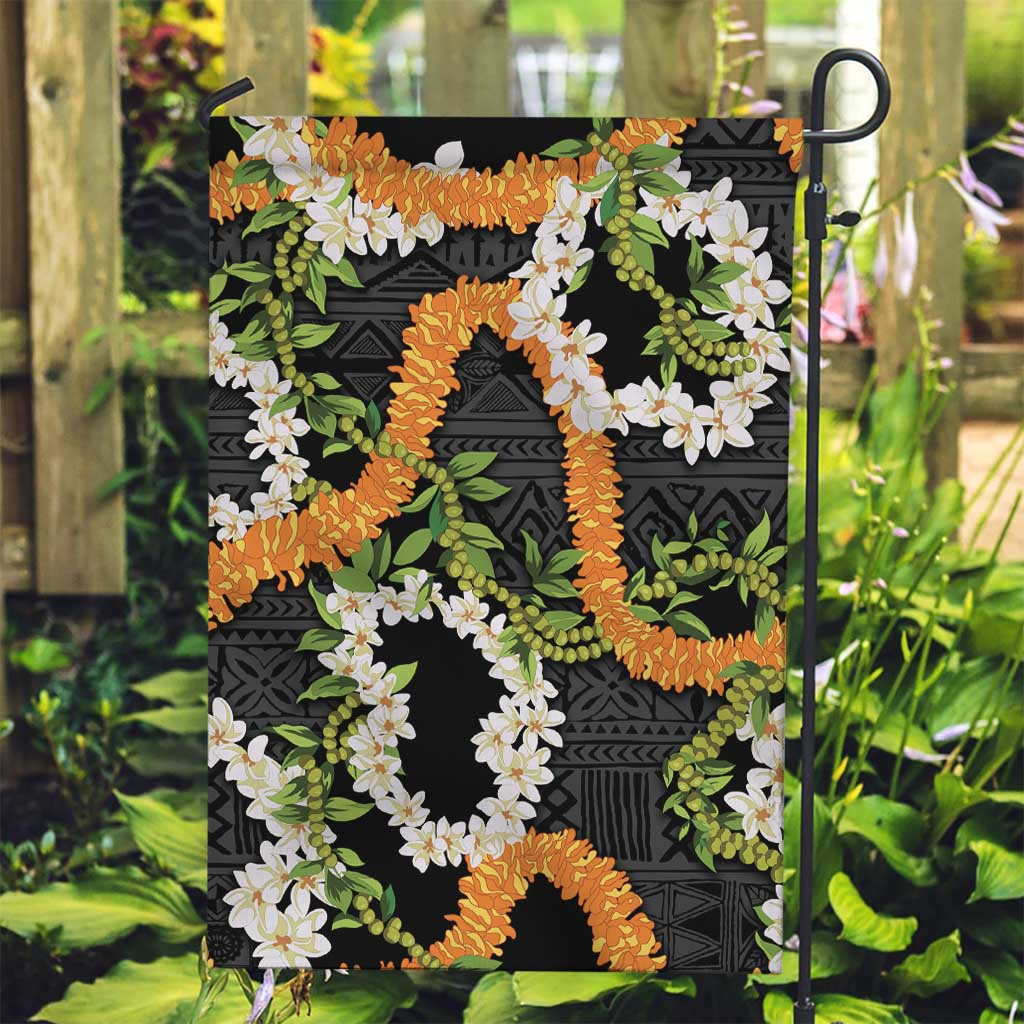 Aloha Festive Hawaii Garden Flag Mokihana - Maile and Ilima on Black - Polynesian Pride