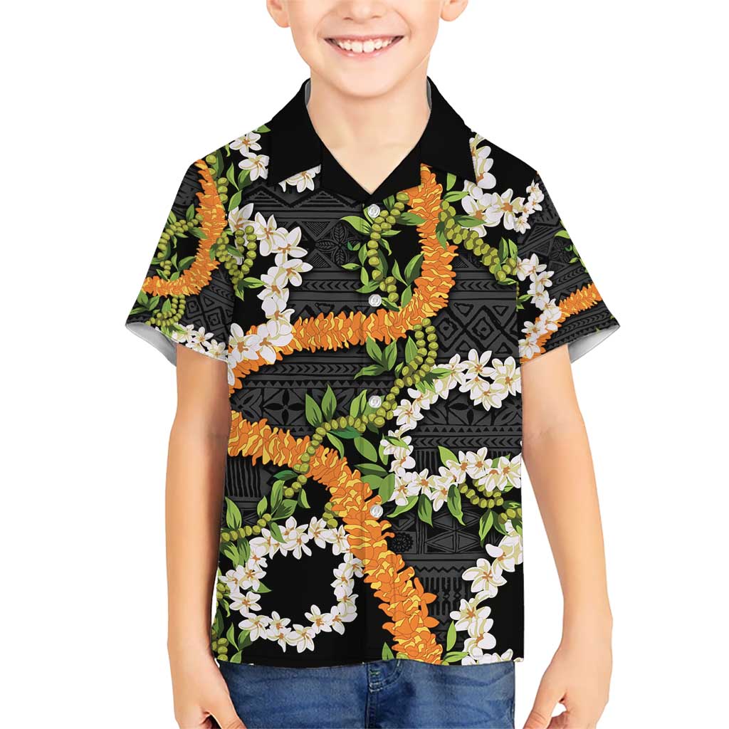 Aloha Festive Hawaii Hawaiian Shirt Mokihana - Maile and Ilima on Black - Polynesian Pride