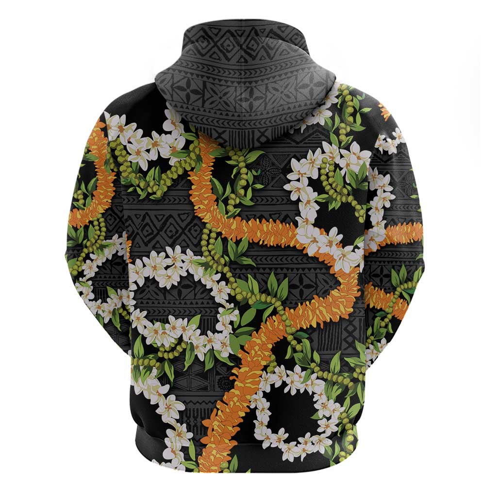 Aloha Festive Hawaii Hoodie Mokihana - Maile and Ilima on Black - Polynesian Pride