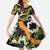 Aloha Festive Hawaii Kid Short Sleeve Dress Mokihana - Maile and Ilima on Black - Polynesian Pride