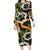Aloha Festive Hawaii Long Sleeve Bodycon Dress Mokihana - Maile and Ilima on Black - Polynesian Pride