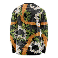 Aloha Festive Hawaii Long Sleeve Shirt Mokihana - Maile and Ilima on Black - Polynesian Pride