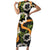 Aloha Festive Hawaii Short Sleeve Bodycon Dress Mokihana - Maile and Ilima on Black - Polynesian Pride