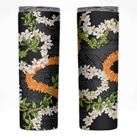 Aloha Festive Hawaii Skinny Tumbler Mokihana - Maile and Ilima on Black - Polynesian Pride