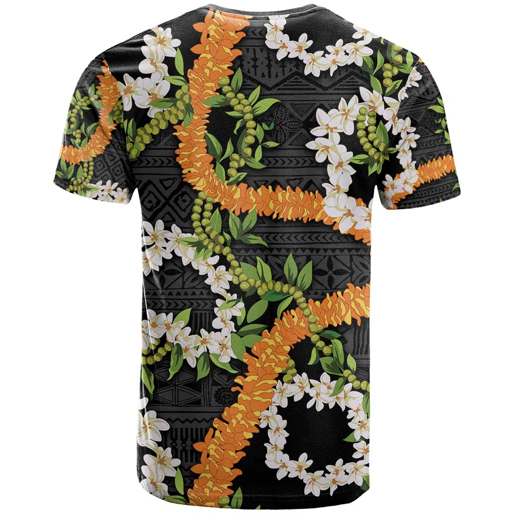 Aloha Festive Hawaii T Shirt Mokihana - Maile and Ilima on Black - Polynesian Pride