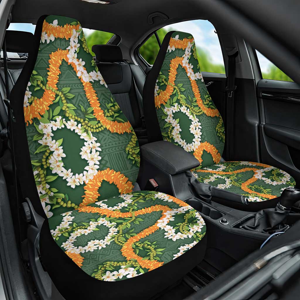 Aloha Festive Hawaii Car Seat Cover Mokihana - Maile and Ilima on Forest Green - Polynesian Pride