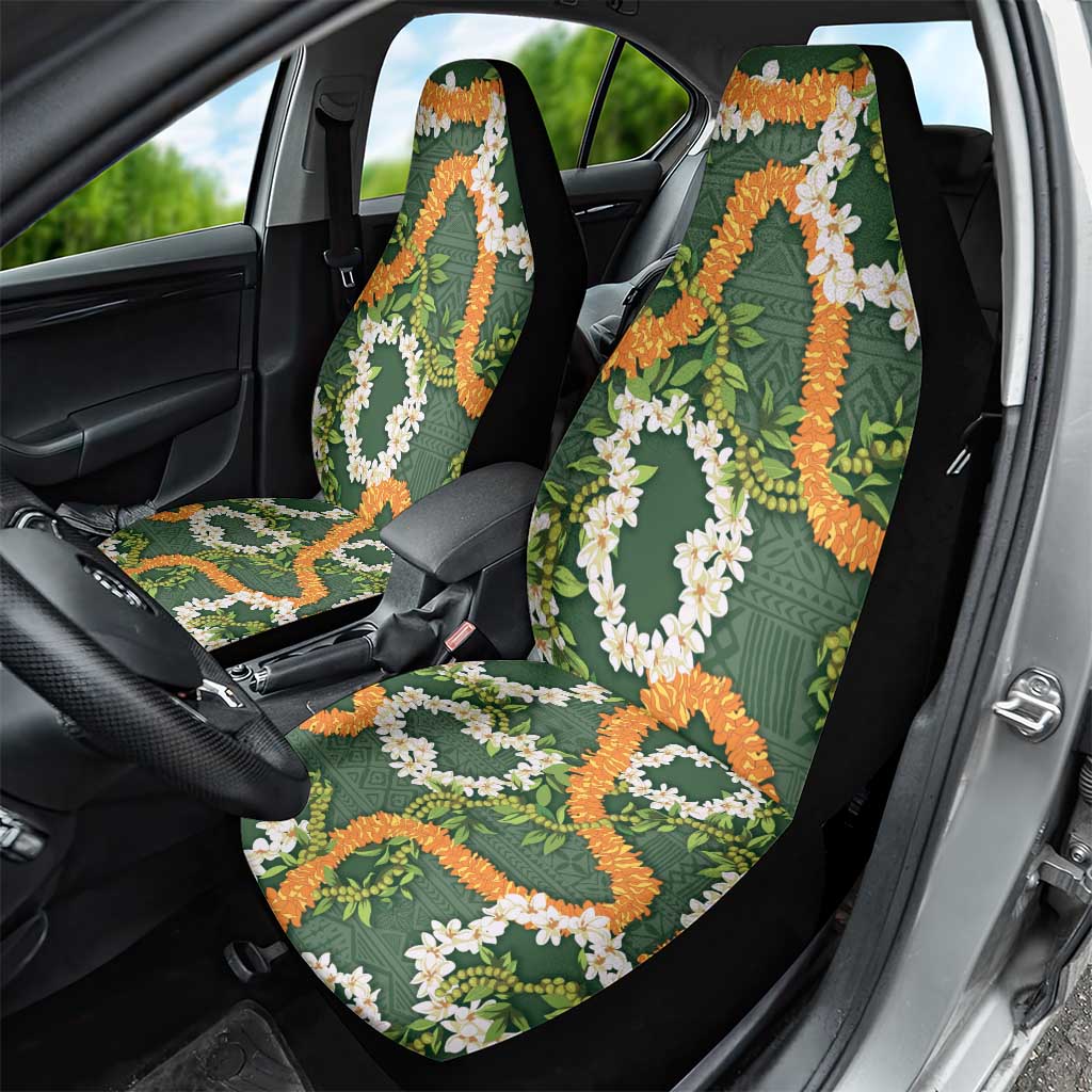Aloha Festive Hawaii Car Seat Cover Mokihana - Maile and Ilima on Forest Green - Polynesian Pride