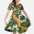 Aloha Festive Hawaii Family Matching Long Sleeve Bodycon Dress and Hawaiian Shirt Mokihana - Maile and Ilima on Forest Green - Polynesian Pride