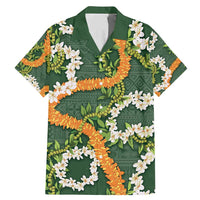 Aloha Festive Hawaii Family Matching Mermaid Dress and Hawaiian Shirt Mokihana - Maile and Ilima on Forest Green - Polynesian Pride