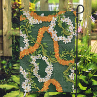 Aloha Festive Hawaii Garden Flag Mokihana - Maile and Ilima on Forest Green - Polynesian Pride