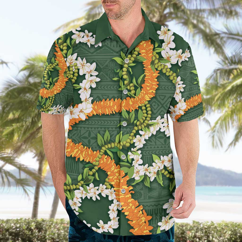 Aloha Festive Hawaii Hawaiian Shirt Mokihana - Maile and Ilima on Forest Green - Polynesian Pride