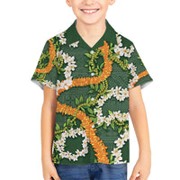 Aloha Festive Hawaii Hawaiian Shirt Mokihana - Maile and Ilima on Forest Green - Polynesian Pride
