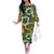 Aloha Festive Hawaii Off The Shoulder Long Sleeve Dress Mokihana - Maile and Ilima on Forest Green - Polynesian Pride