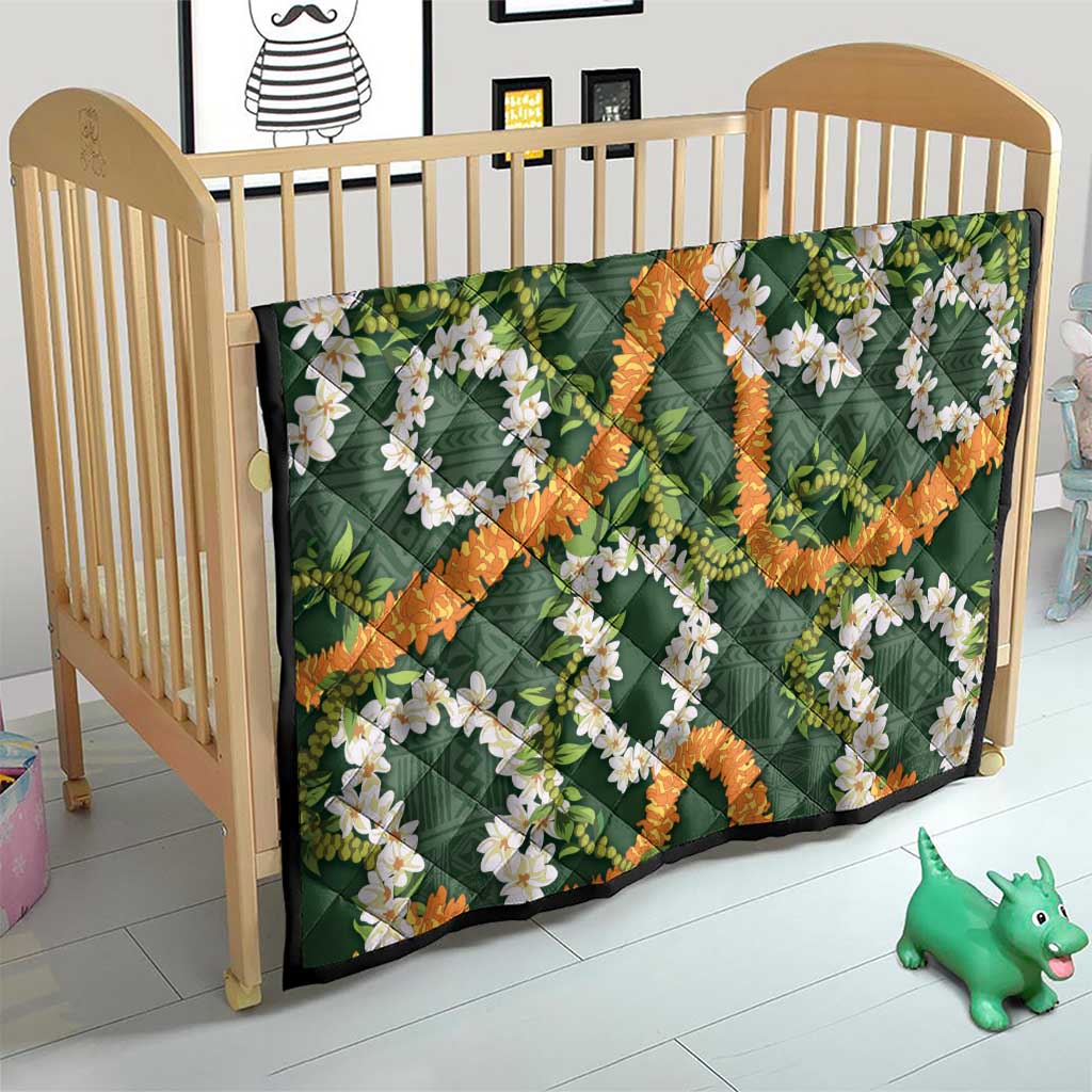 Aloha Festive Hawaii Quilt Mokihana - Maile and Ilima on Forest Green - Polynesian Pride