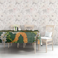 Aloha Festive Hawaii Tablecloth Mokihana - Maile and Ilima on Forest Green - Polynesian Pride