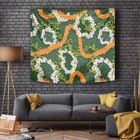 Aloha Festive Hawaii Tapestry Mokihana - Maile and Ilima on Forest Green - Polynesian Pride