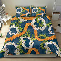 Aloha Festive Hawaii Bedding Set Mokihana - Maile and Ilima on Navy Blue - Polynesian Pride