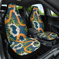 Aloha Festive Hawaii Car Seat Cover Mokihana - Maile and Ilima on Navy Blue - Polynesian Pride