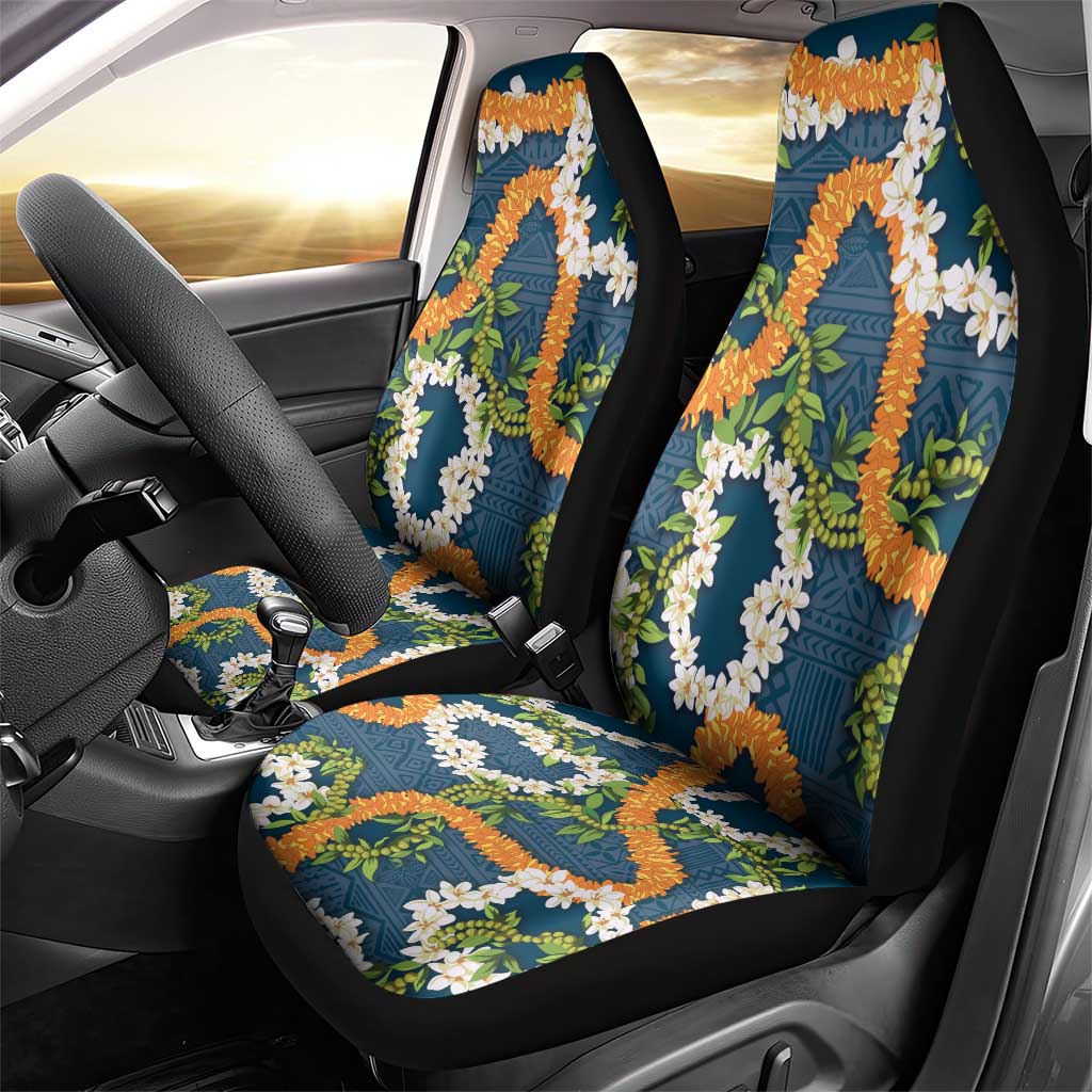 Aloha Festive Hawaii Car Seat Cover Mokihana - Maile and Ilima on Navy Blue - Polynesian Pride