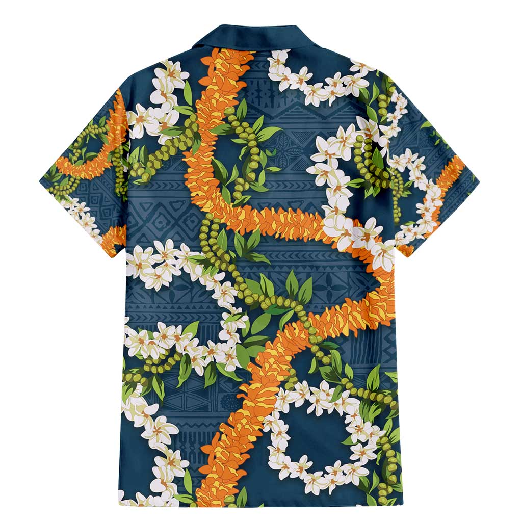 Aloha Festive Hawaii Family Matching Mermaid Dress and Hawaiian Shirt Mokihana - Maile and Ilima on Navy Blue - Polynesian Pride