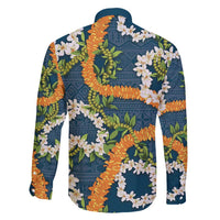Aloha Festive Hawaii Family Matching Puletasi and Hawaiian Shirt Mokihana - Maile and Ilima on Navy Blue - Polynesian Pride