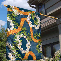 Aloha Festive Hawaii Garden Flag Mokihana - Maile and Ilima on Navy Blue - Polynesian Pride