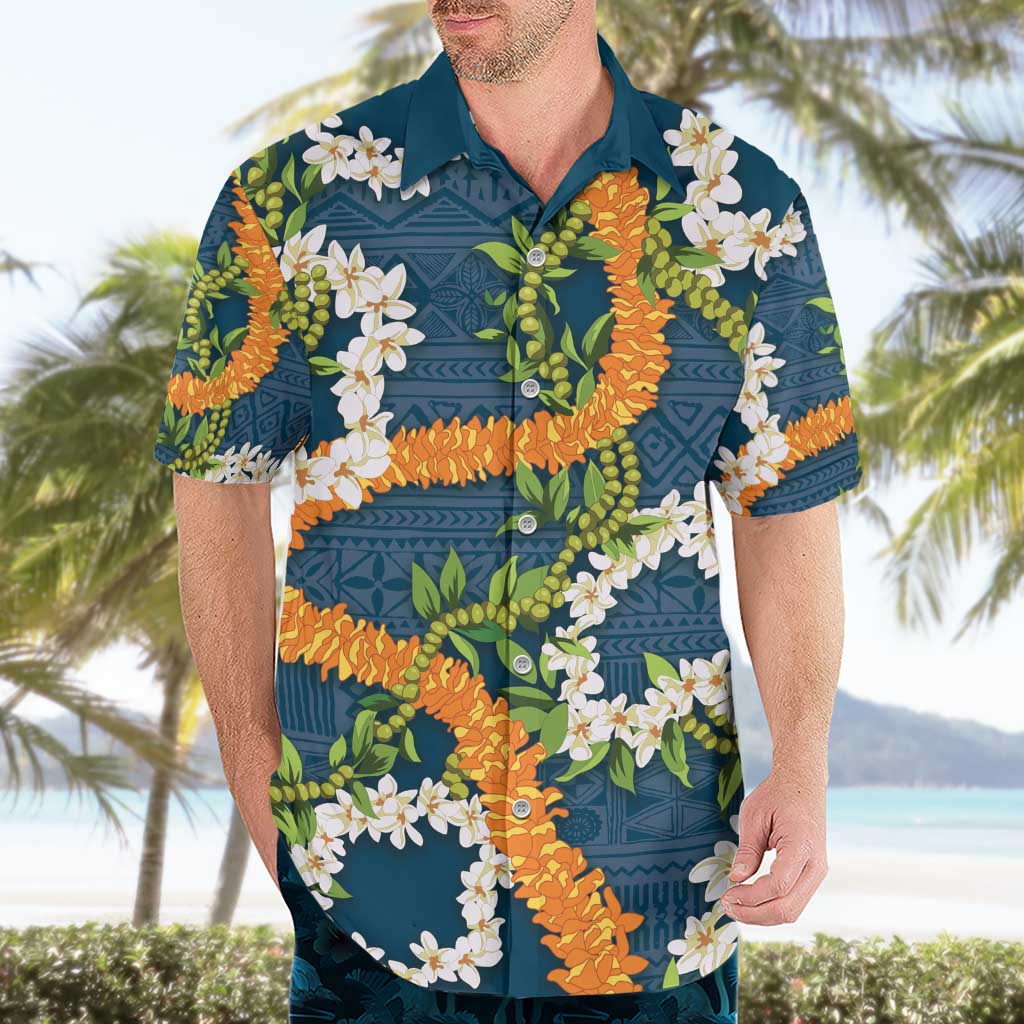 Aloha Festive Hawaii Hawaiian Shirt Mokihana - Maile and Ilima on Navy Blue - Polynesian Pride