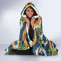 Aloha Festive Hawaii Hooded Blanket Mokihana - Maile and Ilima on Navy Blue - Polynesian Pride