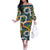 Aloha Festive Hawaii Off The Shoulder Long Sleeve Dress Mokihana - Maile and Ilima on Navy Blue - Polynesian Pride