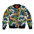 Aloha Festive Hawaii Sleeve Zip Bomber Jacket Mokihana - Maile and Ilima on Navy Blue - Polynesian Pride