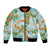 Aloha Festive Hawaii Bomber Jacket Mokihana - Maile and Ilima on Turquoise - Polynesian Pride
