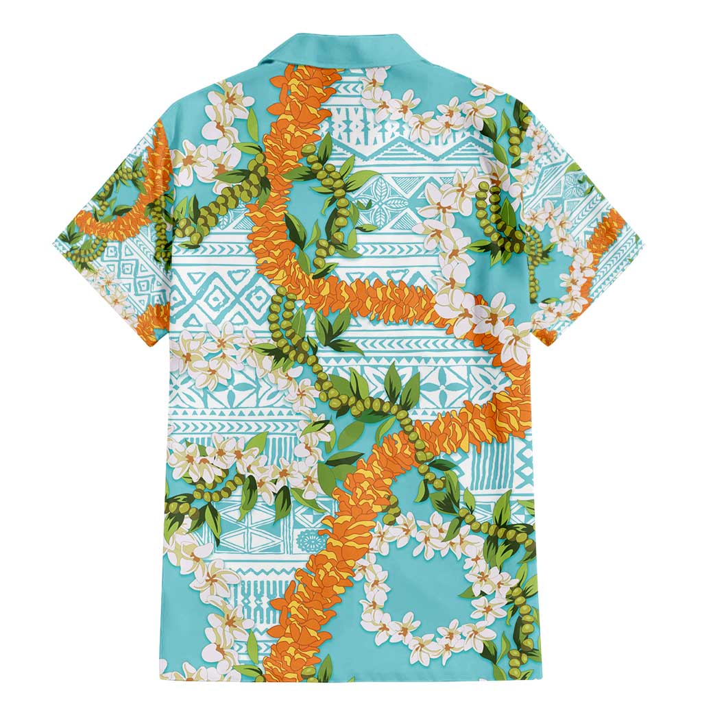 Aloha Festive Hawaii Family Matching Mermaid Dress and Hawaiian Shirt Mokihana - Maile and Ilima on Turquoise - Polynesian Pride