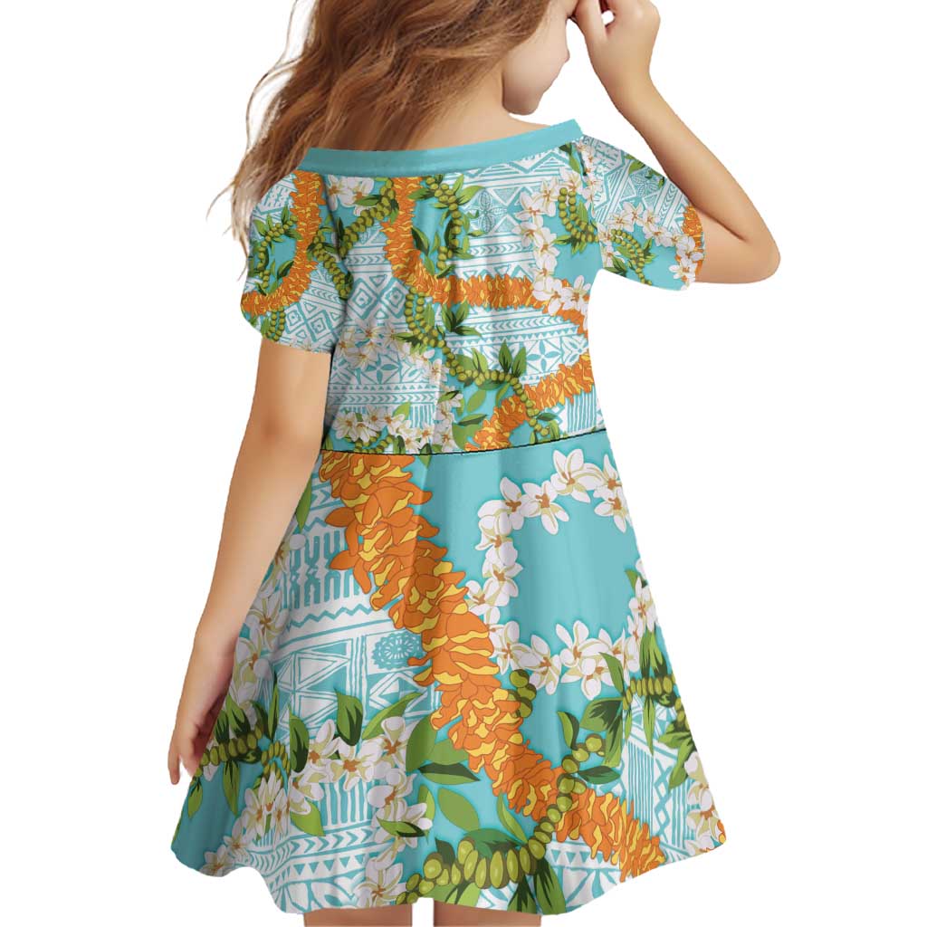 Aloha Festive Hawaii Family Matching Off Shoulder Short Dress and Hawaiian Shirt Mokihana - Maile and Ilima on Turquoise - Polynesian Pride