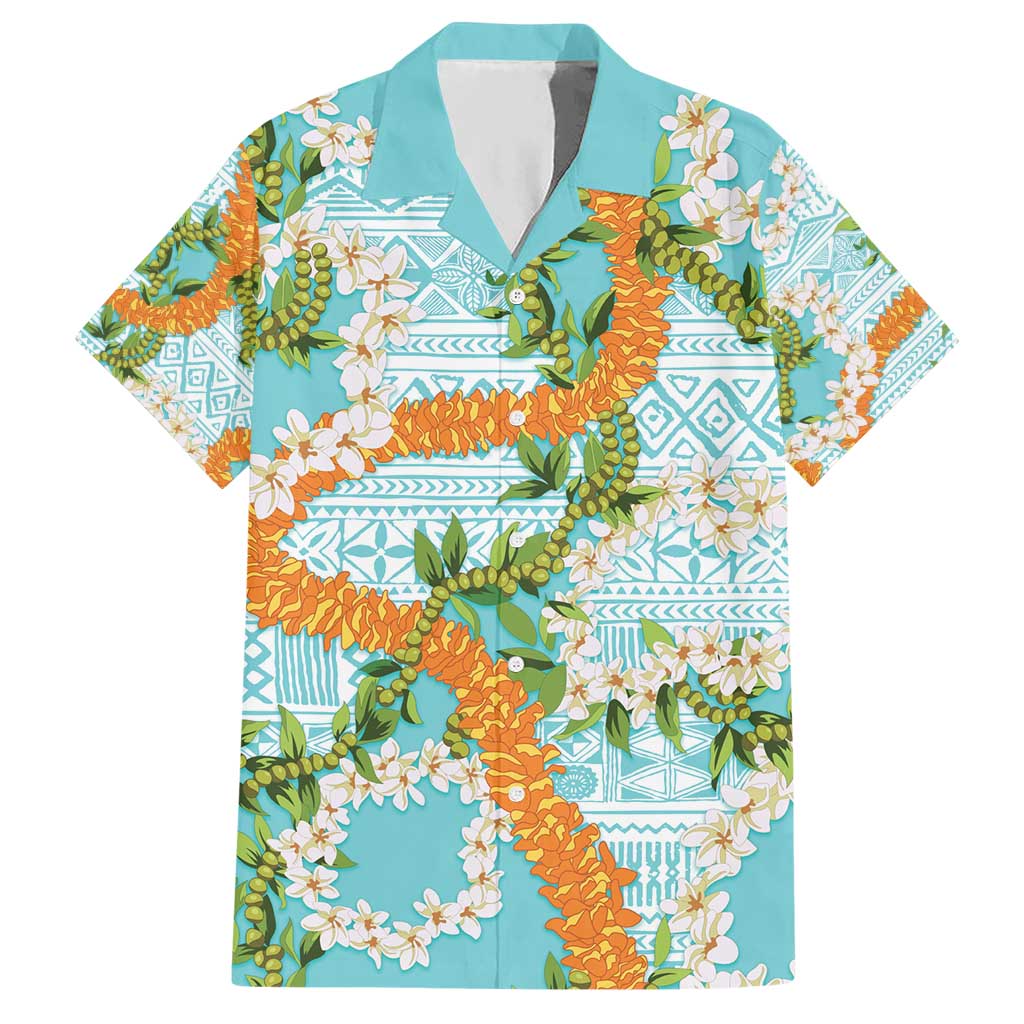 Aloha Festive Hawaii Hawaiian Shirt Mokihana - Maile and Ilima on Turquoise - Polynesian Pride