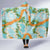 Aloha Festive Hawaii Hooded Blanket Mokihana - Maile and Ilima on Turquoise - Polynesian Pride
