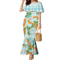 Aloha Festive Hawaii Mermaid Dress Mokihana - Maile and Ilima on Turquoise - Polynesian Pride