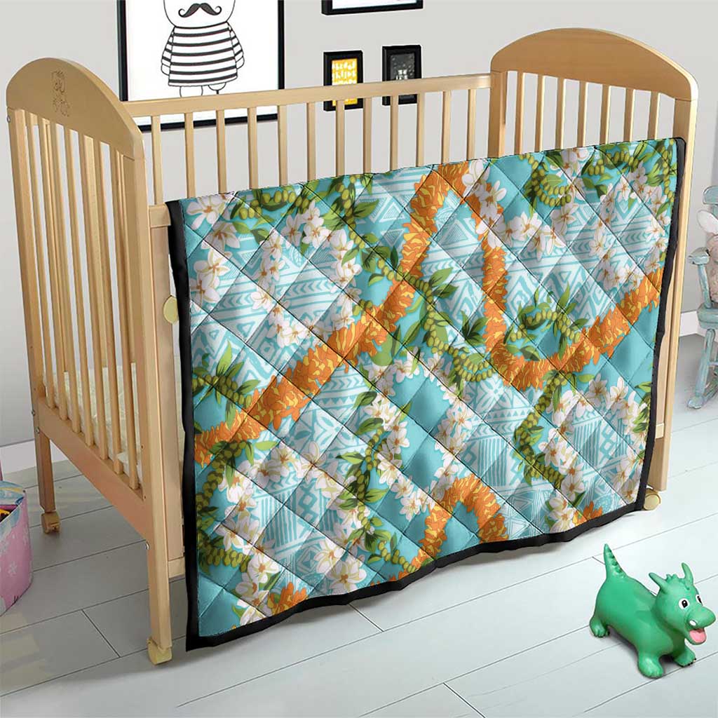 Aloha Festive Hawaii Quilt Mokihana - Maile and Ilima on Turquoise - Polynesian Pride