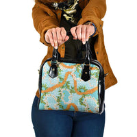 Aloha Festive Hawaii Shoulder Handbag Mokihana - Maile and Ilima on Turquoise - Polynesian Pride
