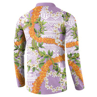 Aloha Festive Hawaii Button Sweatshirt Mokihana - Maile and Ilima on Lilac - Polynesian Pride