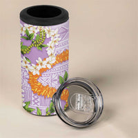 Aloha Festive Hawaii 4 in 1 Can Cooler Tumbler Mokihana - Maile and Ilima on Lilac - Polynesian Pride