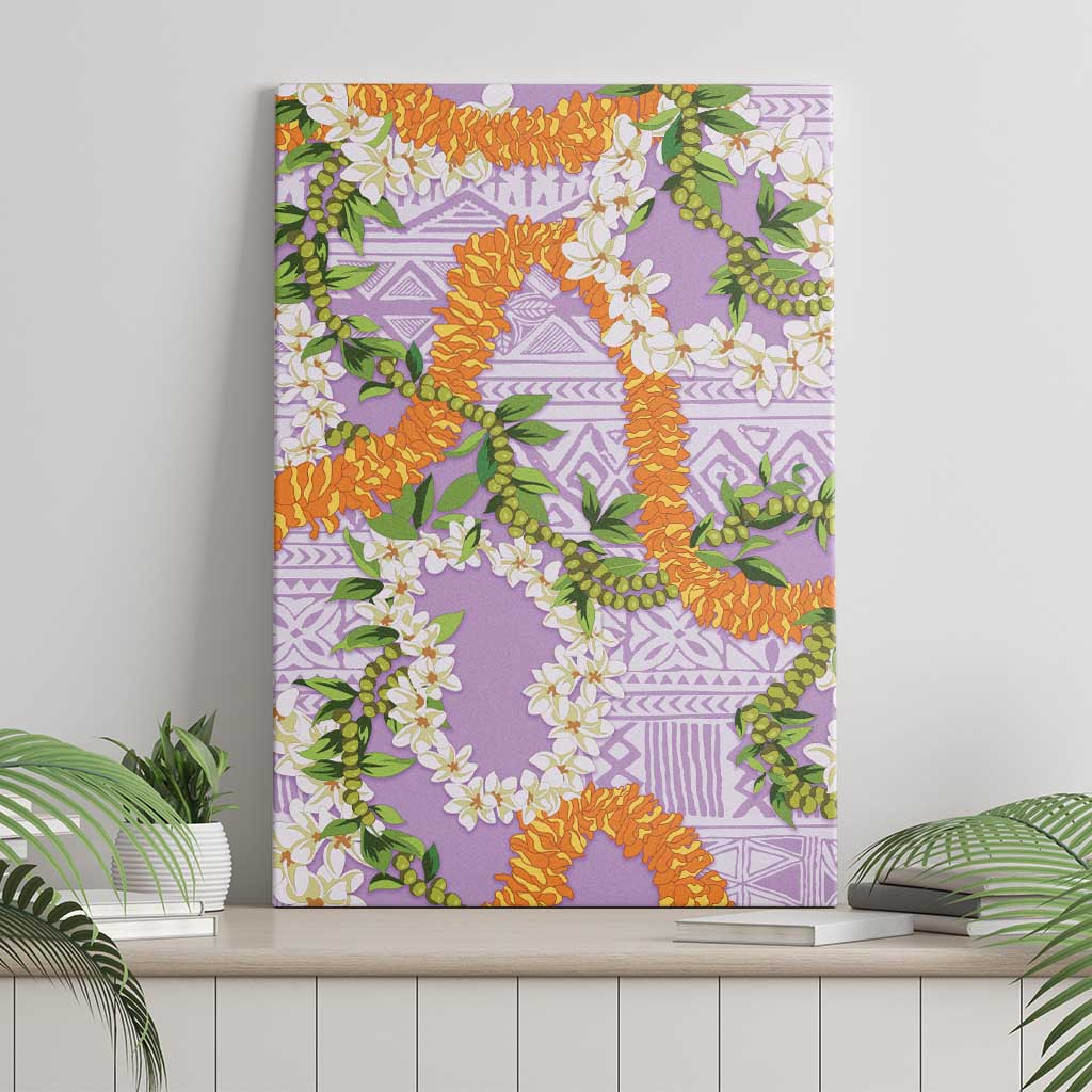 Aloha Festive Hawaii Canvas Wall Art Mokihana - Maile and Ilima on Lilac - Polynesian Pride