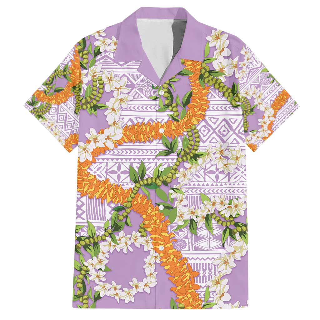 Aloha Festive Hawaii Family Matching Long Sleeve Bodycon Dress and Hawaiian Shirt Mokihana - Maile and Ilima on Lilac - Polynesian Pride