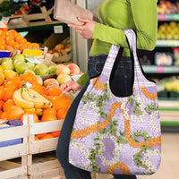Aloha Festive Hawaii Grocery Bag Mokihana - Maile and Ilima on Lilac - Polynesian Pride
